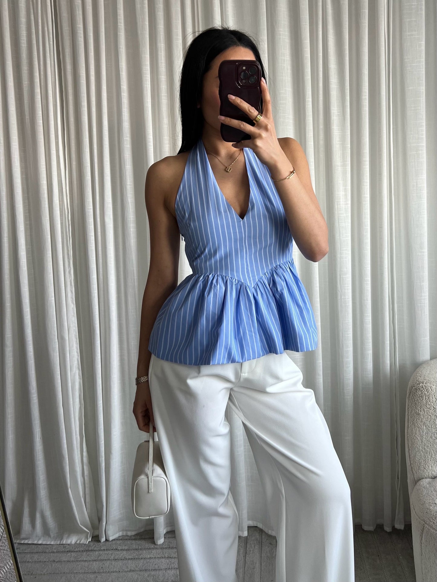Top Emma Blauw Wit gestreept