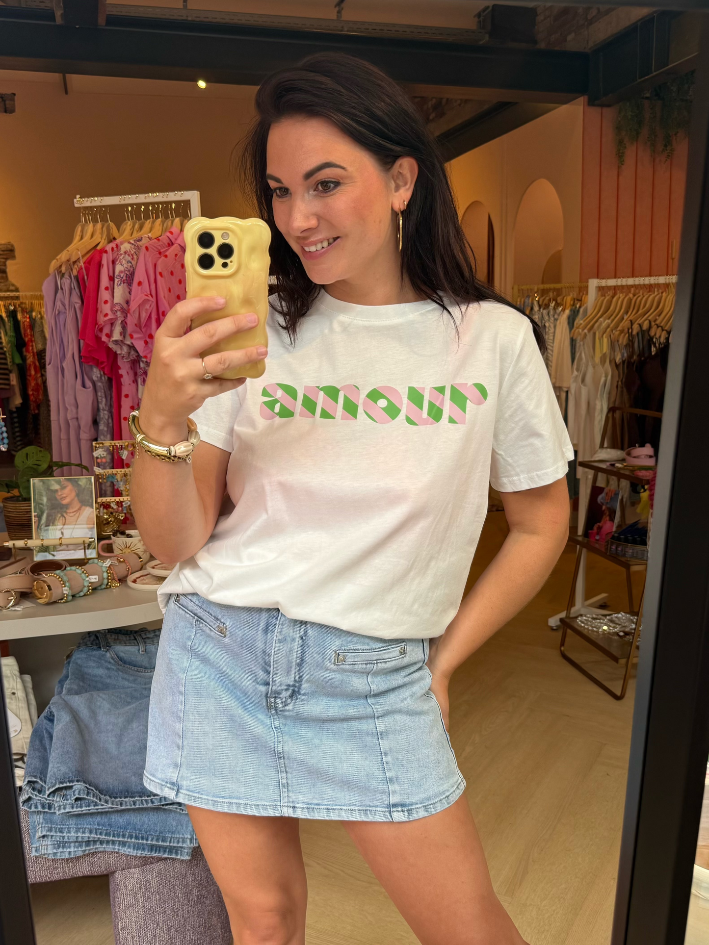 T-shirt Amour Groen Roze