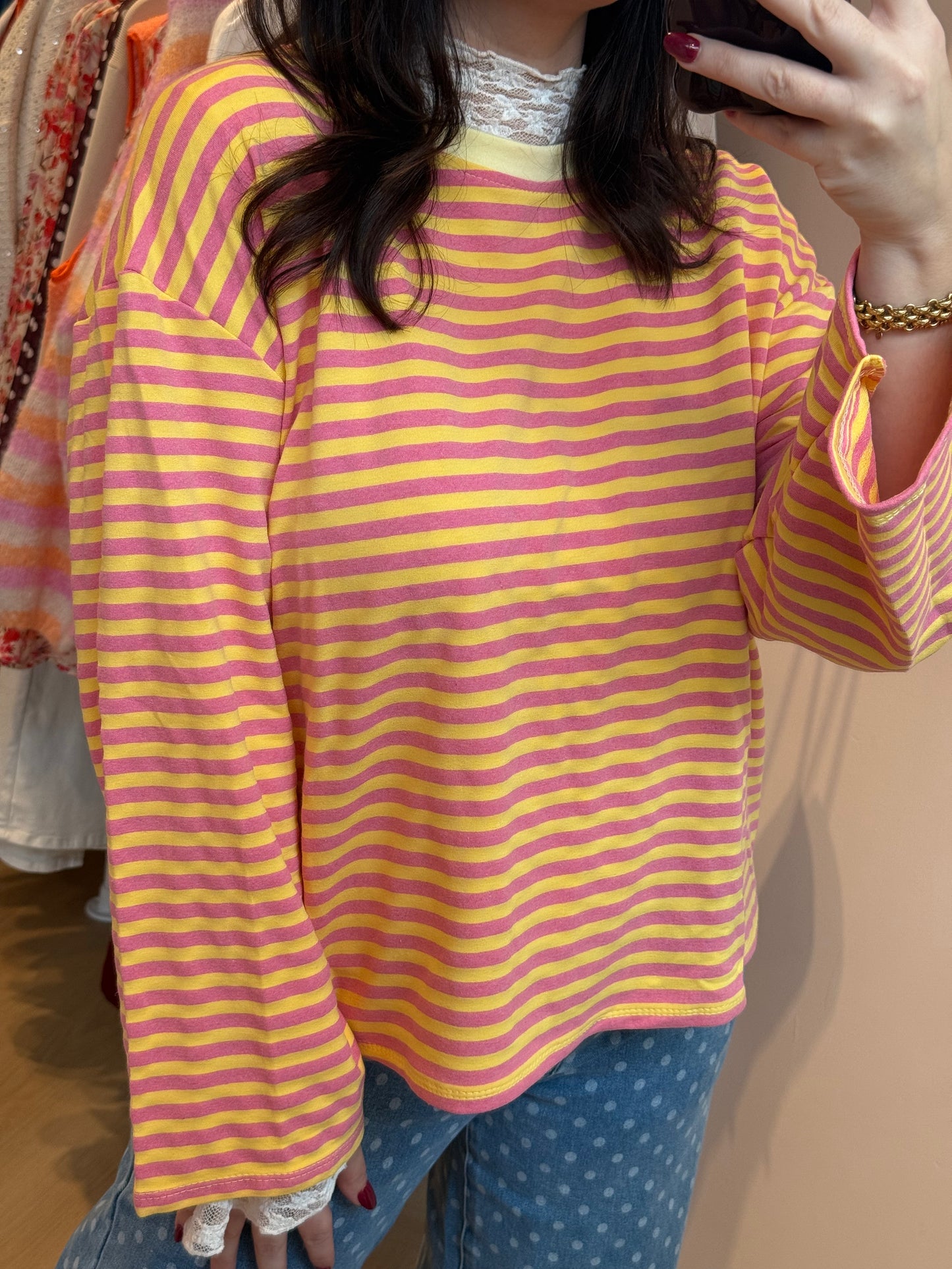 Longsleeve Mint Roze Geel