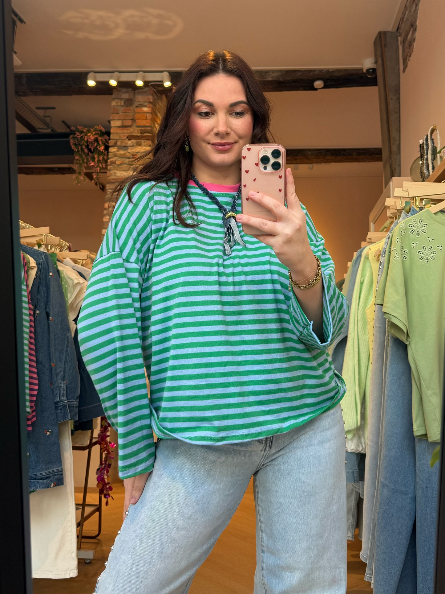 Longsleeve Aike Blauw Groen Roze