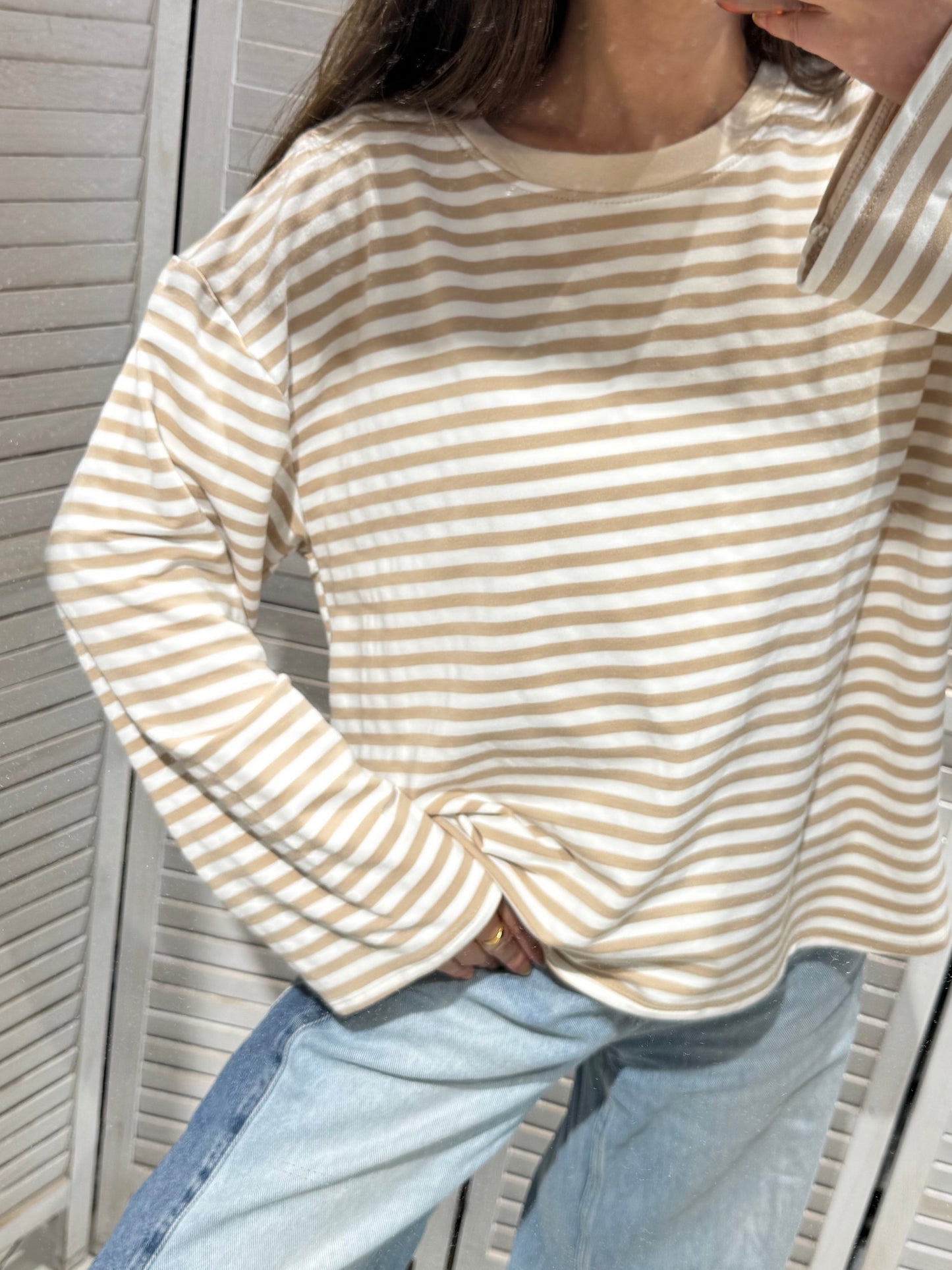 Longsleeve Aike Beige Wit