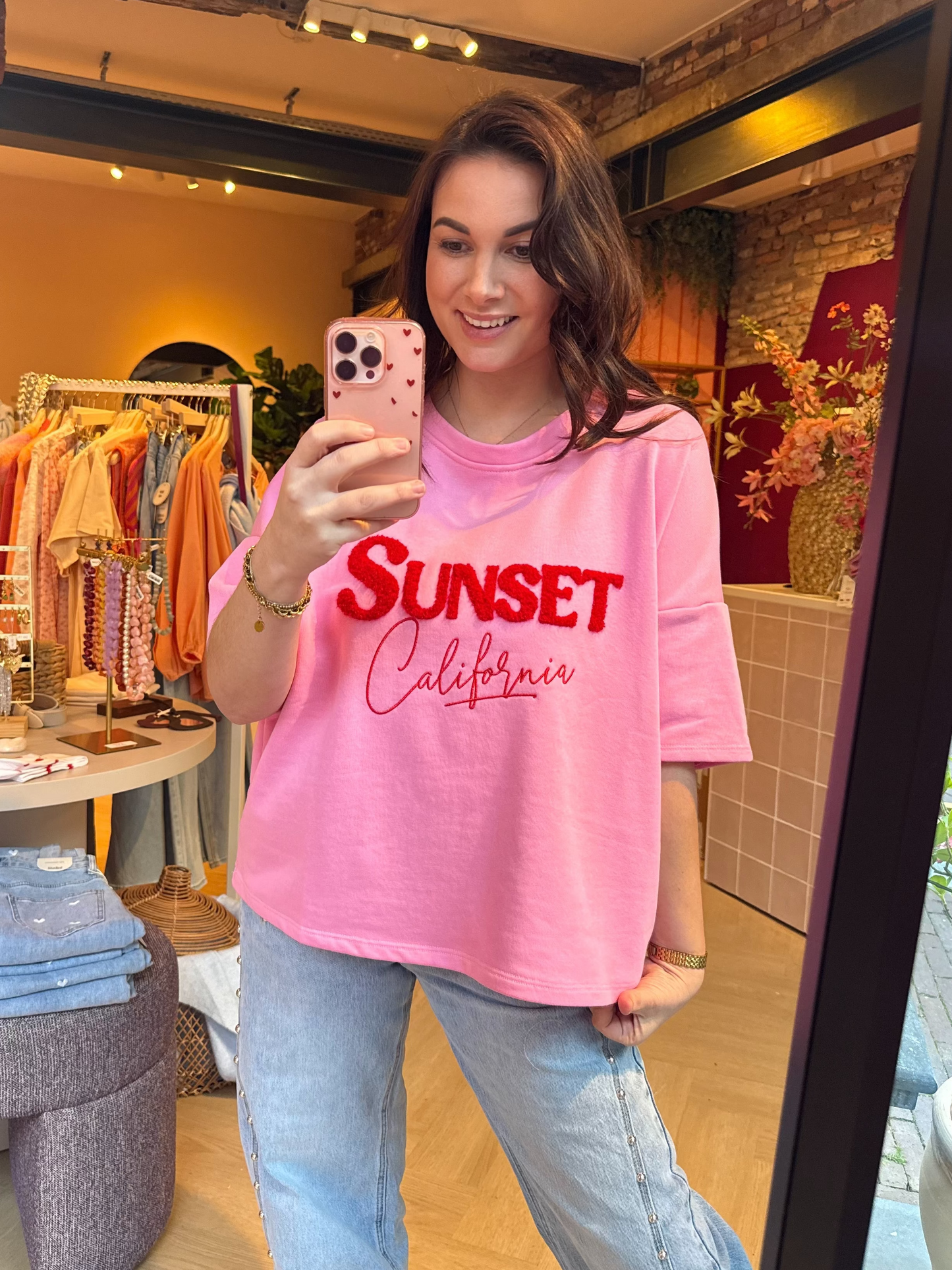 T-shirt Sunset Roze