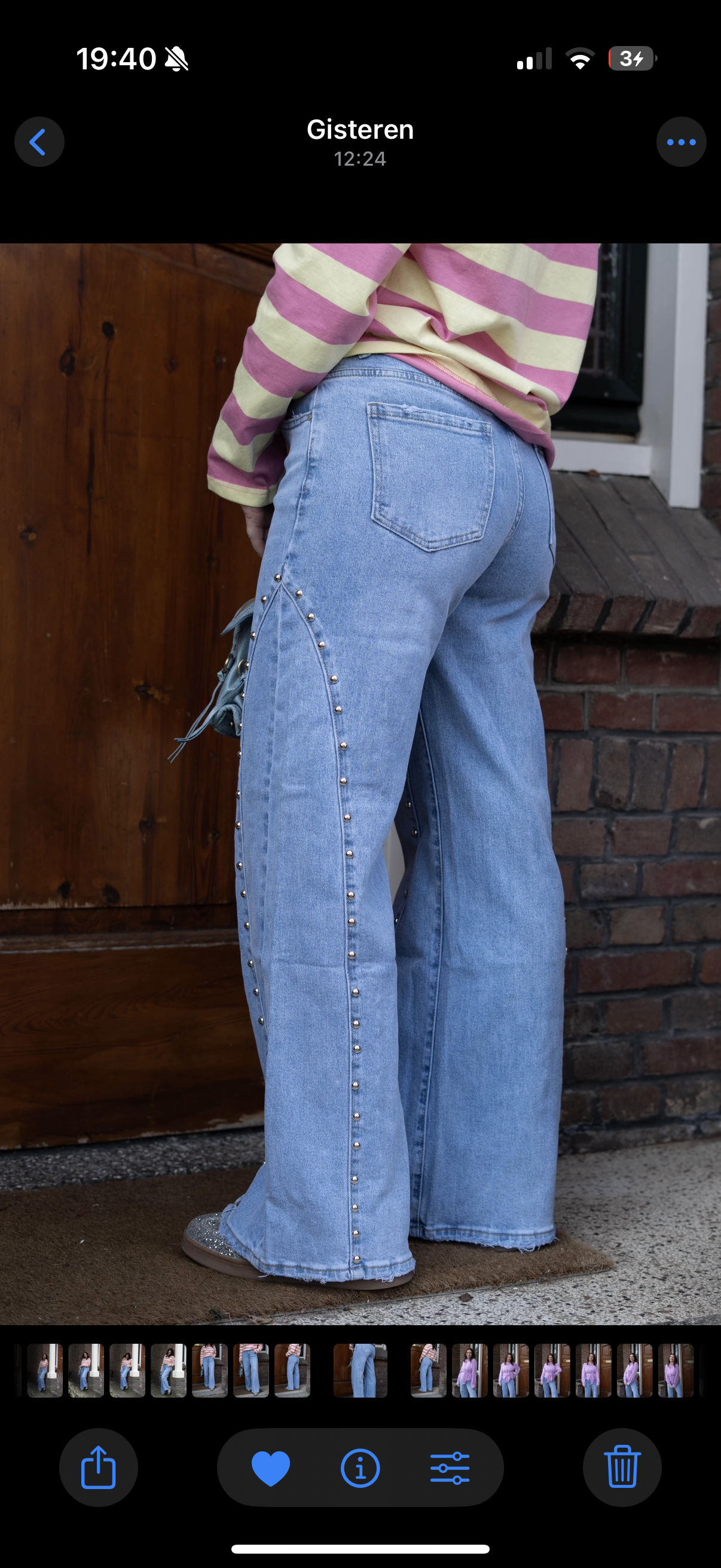 Jeans Pom Blue Denim Wide Leg
