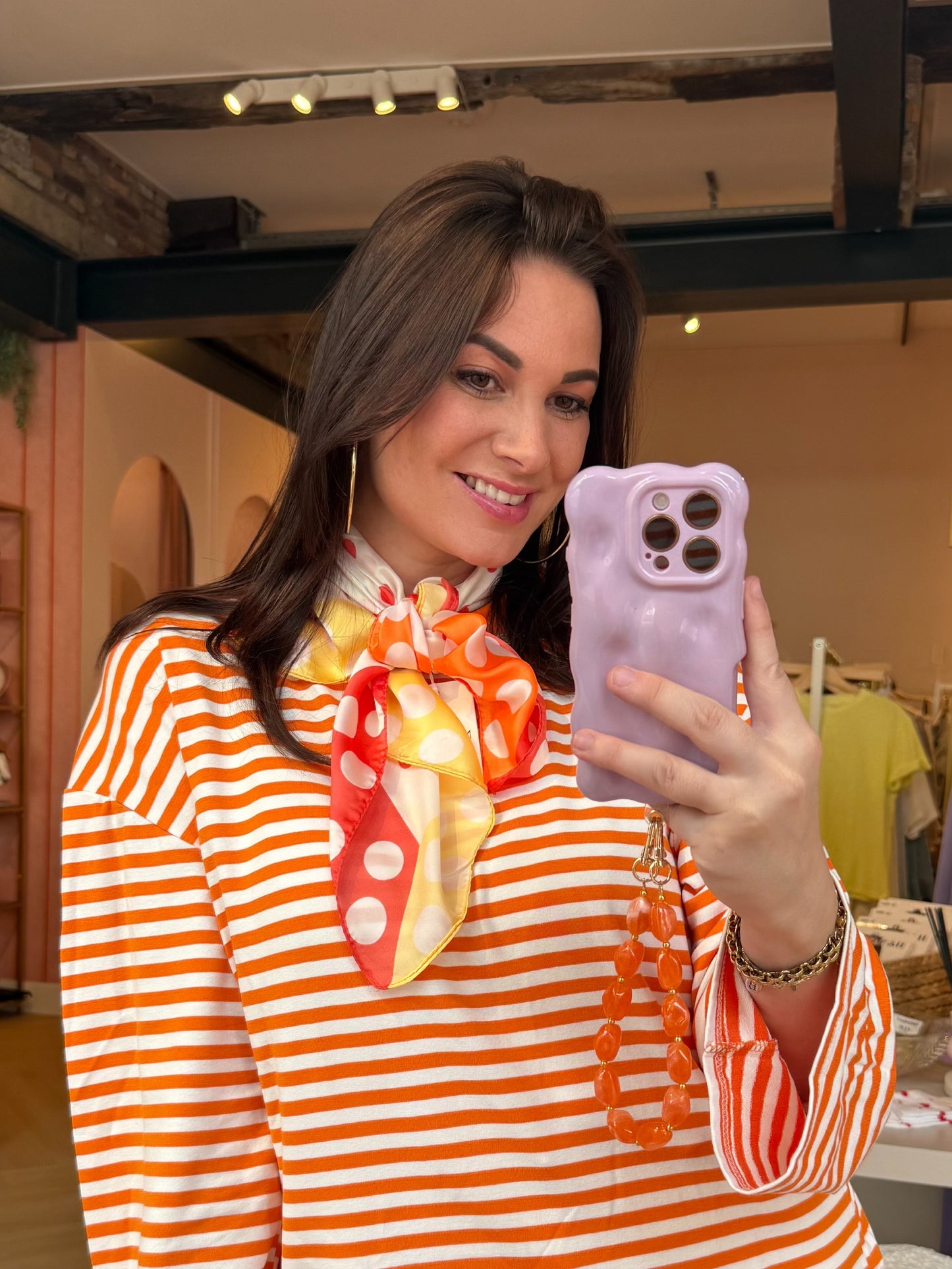 Oranje Rood met stippen sjaal Rosso