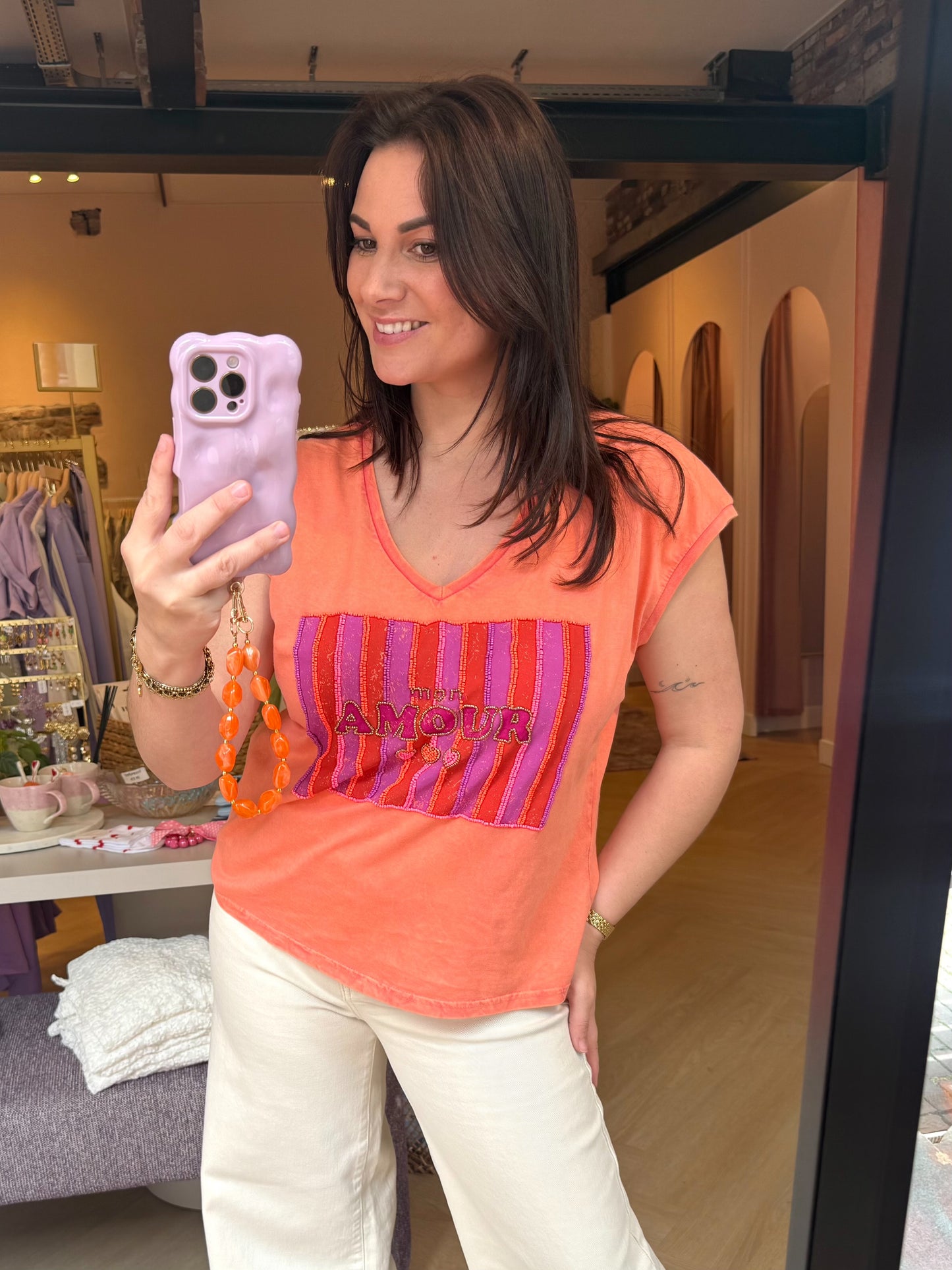 Oranje t-shirt Mon Amour