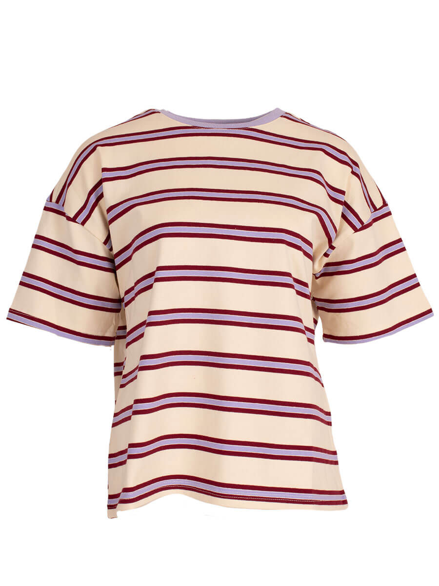 Stripe T-shirt Lena lila bordeaux