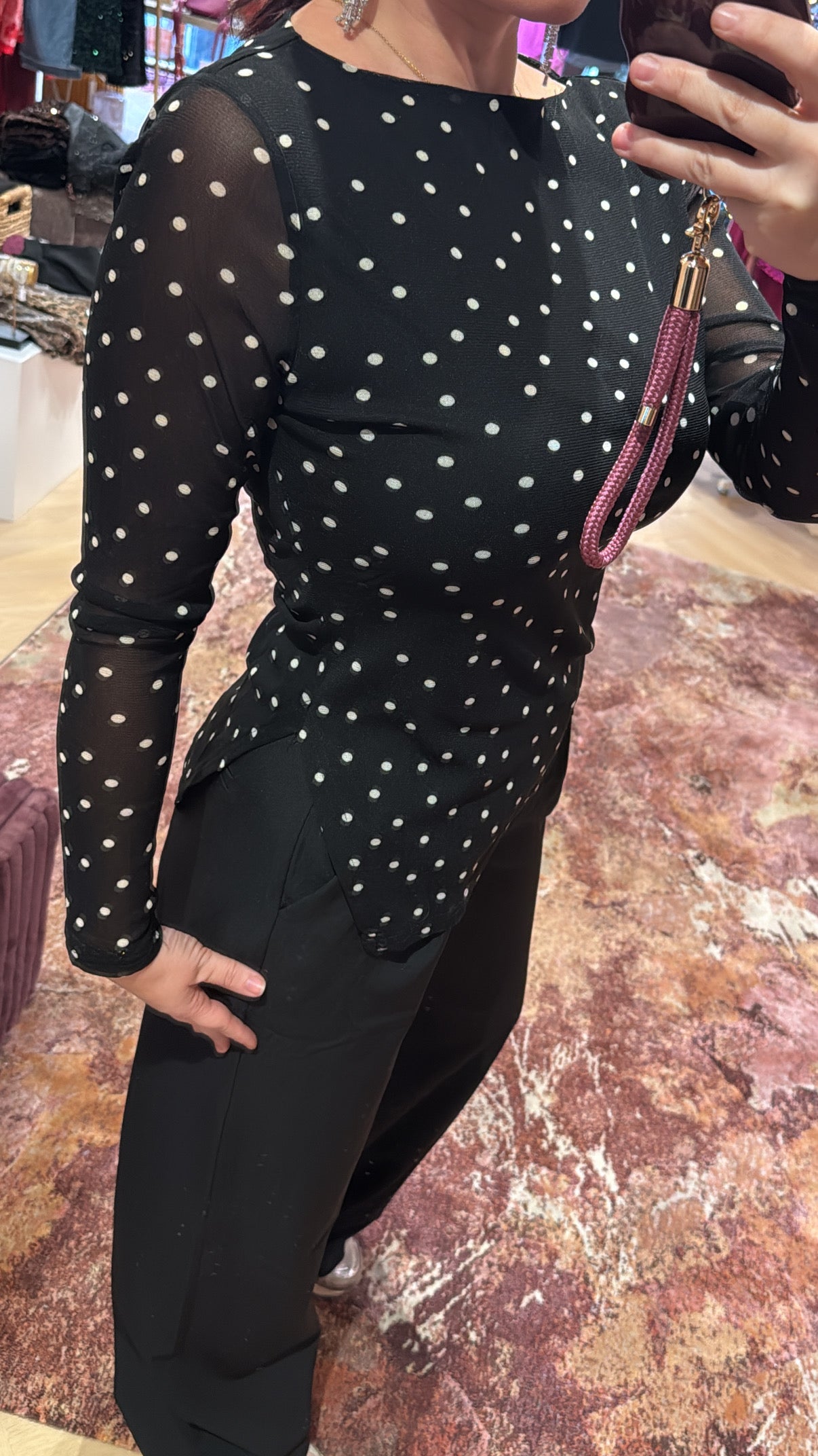 Top Famke Dots Zwart Wit