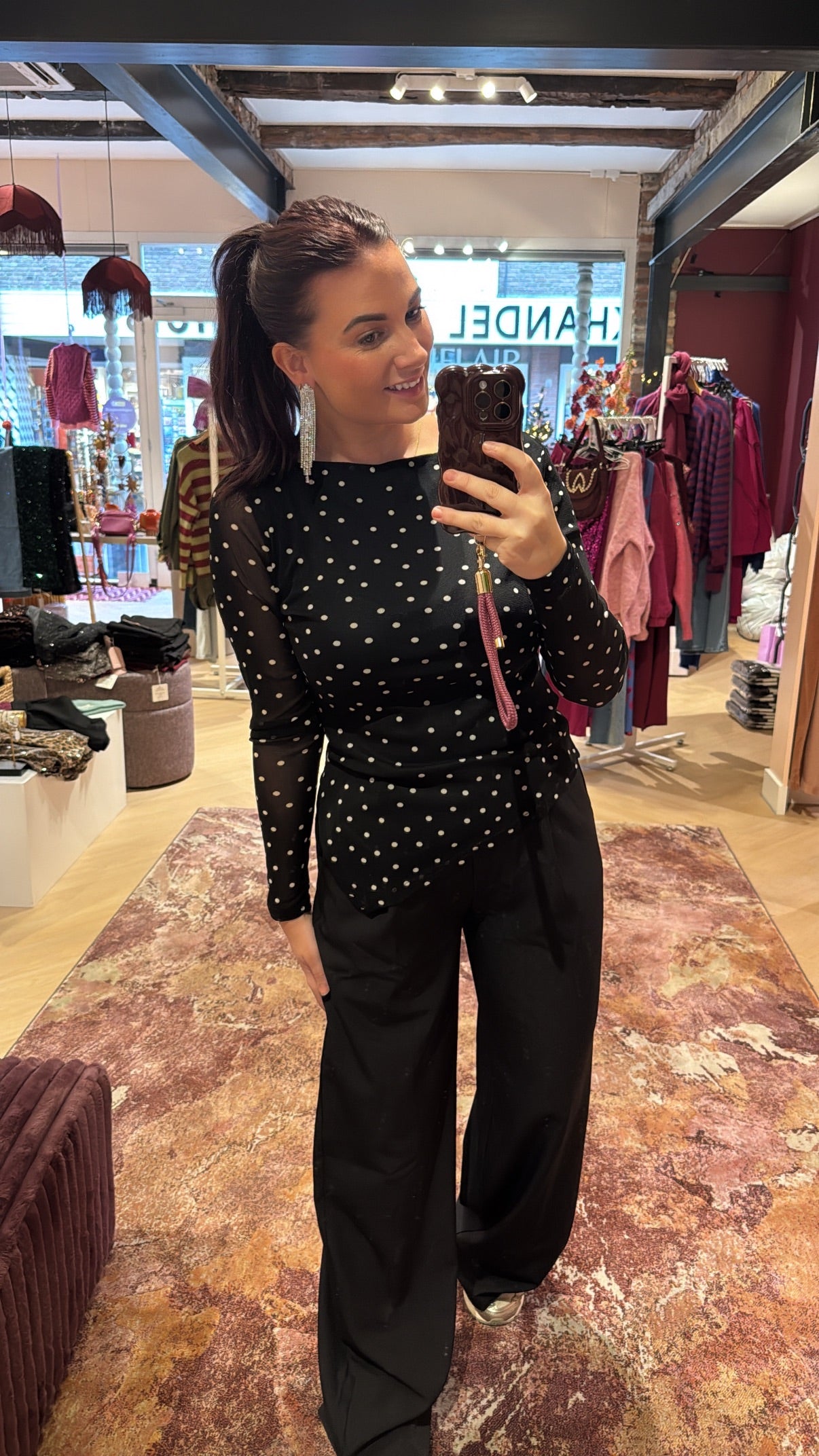 Top Famke Dots Zwart Wit