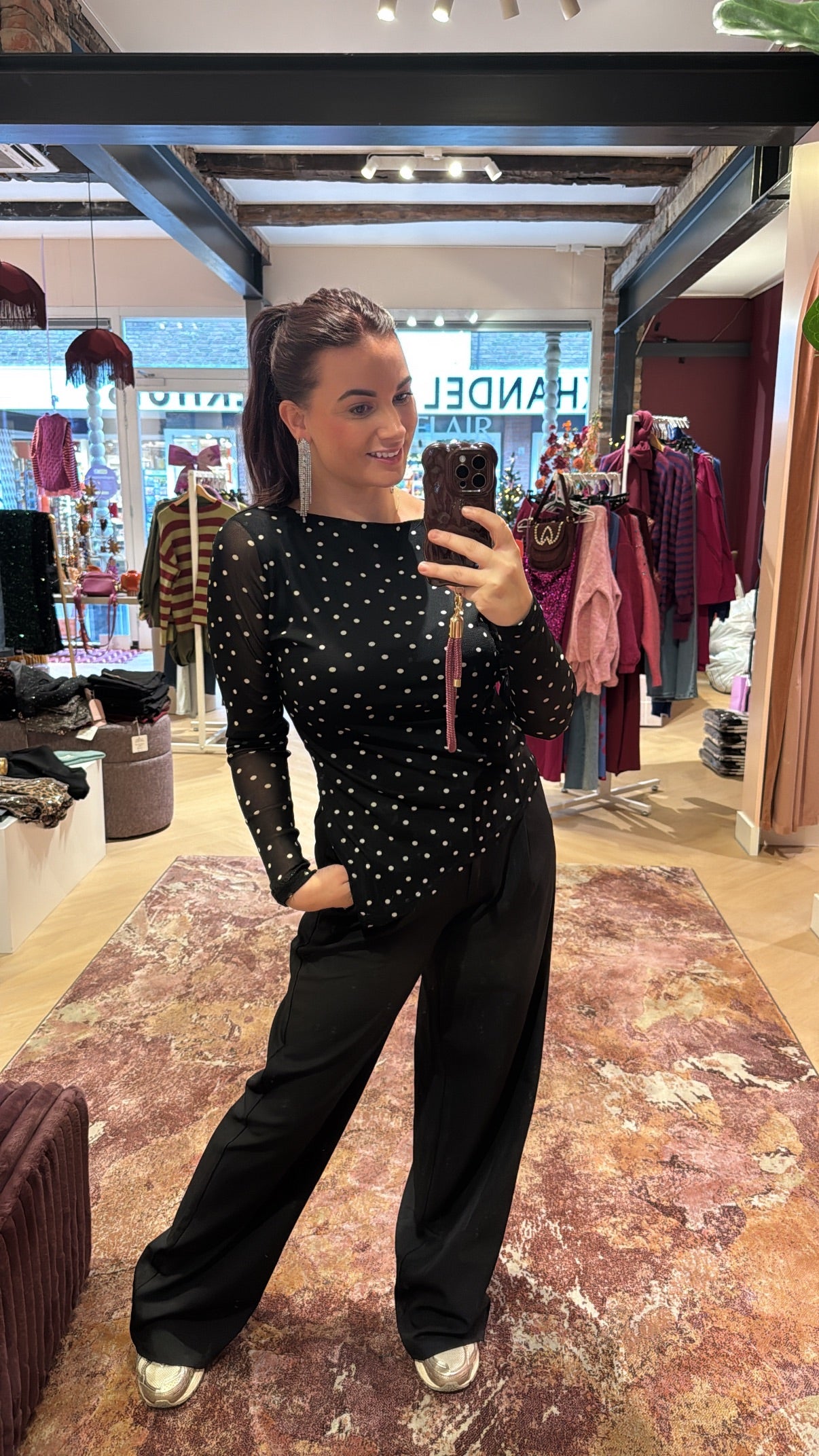 Top Famke Dots Zwart Wit