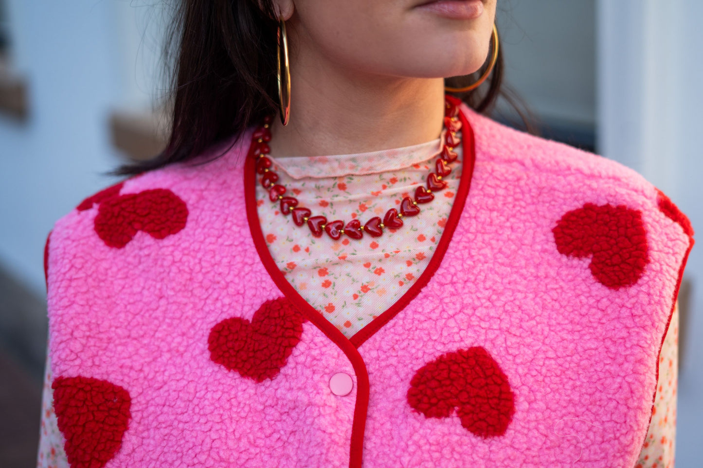 Gilet Roos Roze Hartjes