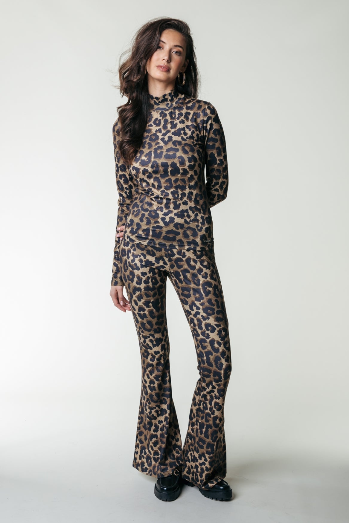 Colourful Rebel Leopard Peached Extra Flare Pants