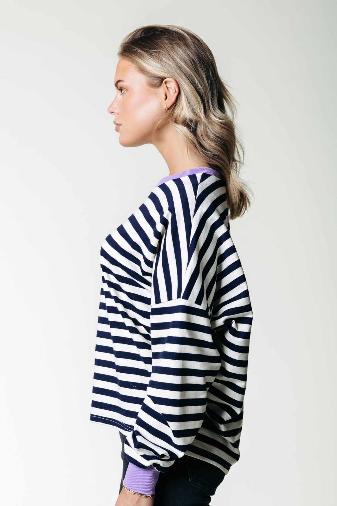 Colourful Rebel - Stripe Contrast Dropped Shoulder Sweat