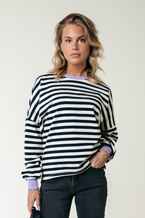 Colourful Rebel - Stripe Contrast Dropped Shoulder Sweat