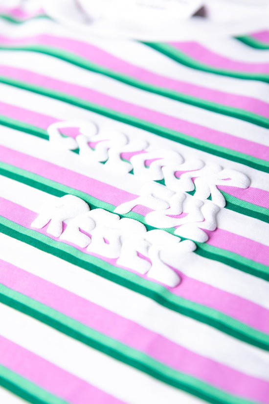 Colourful Rebel Puff Logo Stripe Loosefit Tee