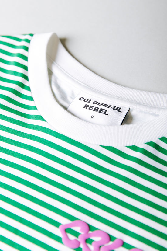 Colourful Rebel Puff Logo Stripe Tee