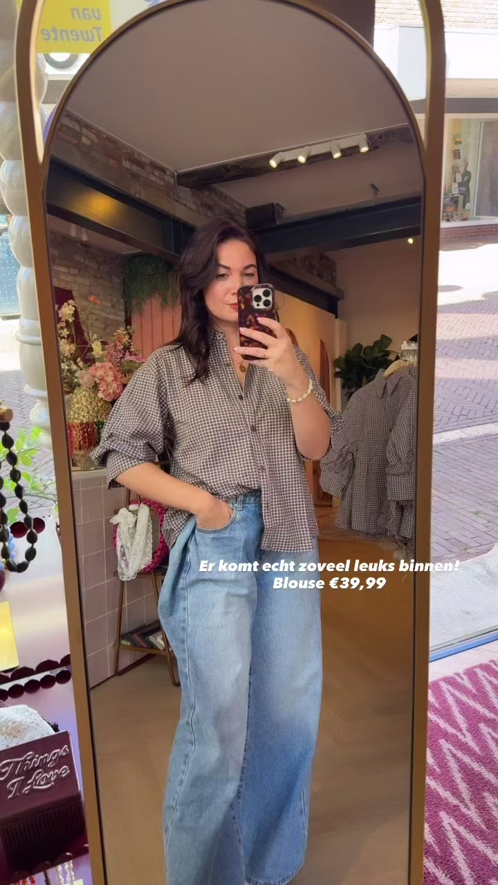 Blouse Amanda Bruin Geblokt